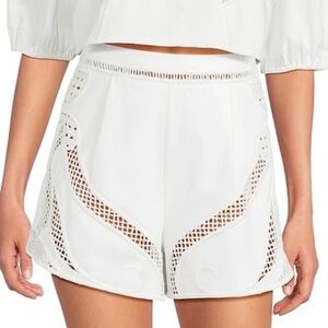 NWT Gianni Bini Sawyer Embroidered Cotton Shorts Sz 12 Ivory